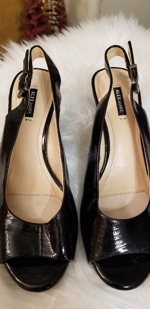 Alex Marie Patent Leather Sling Back with Peep Toe